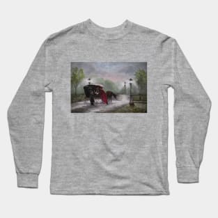 Oil Painting Victorian Era Horse Buggy Long Sleeve T-Shirt